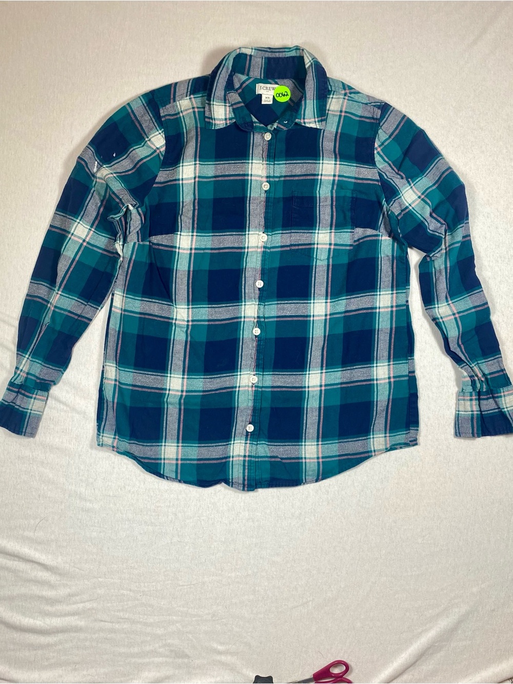 J.Crew Teal & Navy Plaid Button-Down Shirt Women’s XS